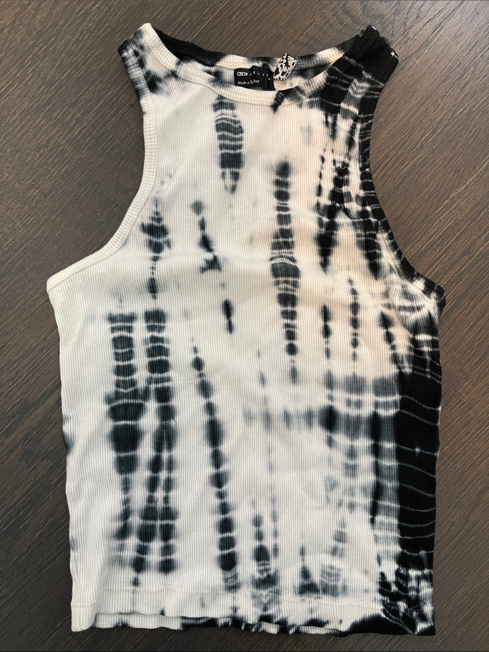 ASOS Black & White Tie-Dye Ribbed Tank